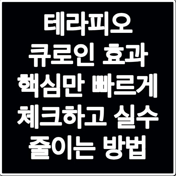 테라피오 큐로인 효과 핵심만 빠르게 체크하고 실수 줄이는 방법