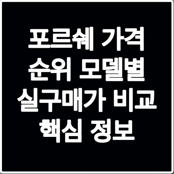 포르쉐 가격 순위 모델별 실구매가 비교 핵심 정보