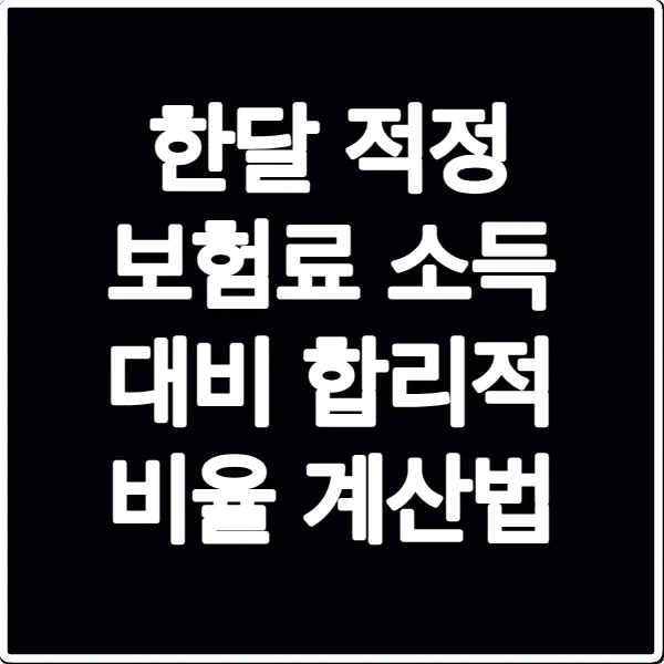 한달 적정 보험료 소득 대비 합리적 비율 계산법